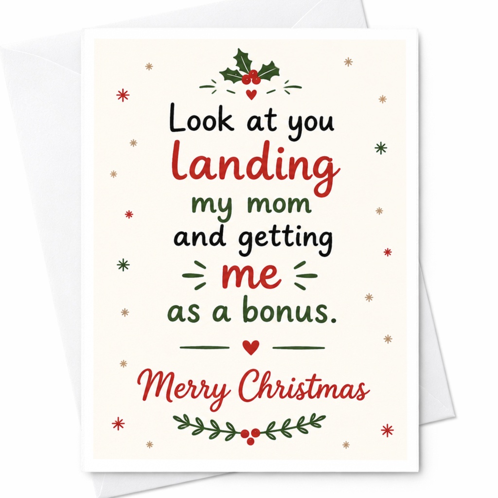 Look At You Landing My Mom Merry Christmas Card Funny Holiday Greeting Card For Stepdad From Daughter Xmas Card C6573