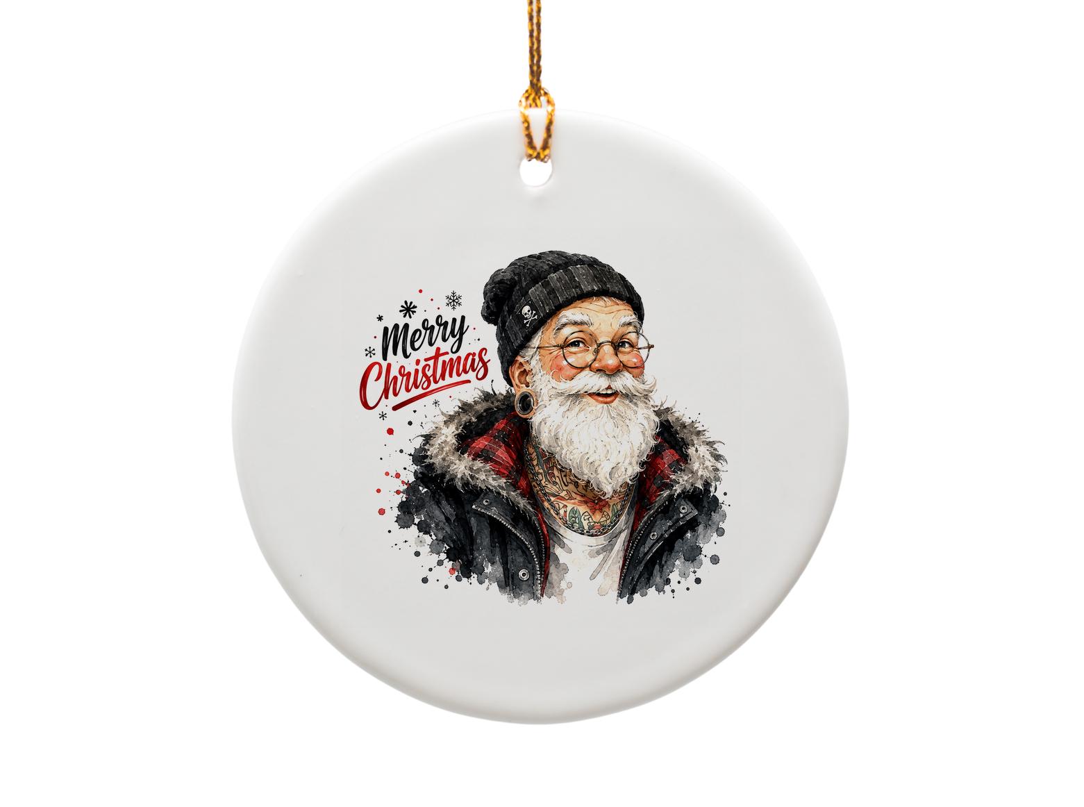 Merry Christmas Hipster Santa Ornament Cool Holiday Decor Unique Christmas Tree Decoration Gift For Him O1552