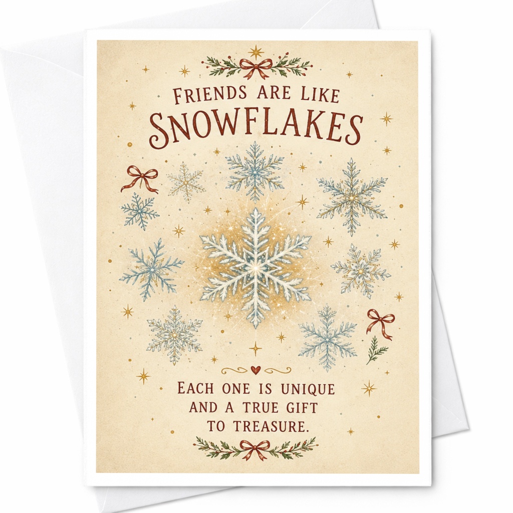 Friends Are Like Snowflakes Friendship Card Unique Gift To Treasure Winter Greeting Card For Friend Cute Snowflake C6508