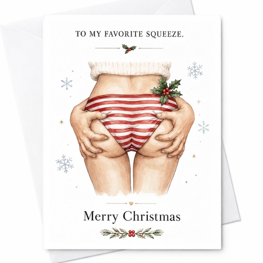 To My Favorite Squeeze. Merry Christmas Funny Christmas Card For Partner Cute Holiday Greeting Card Romantic Xmas Card C6509