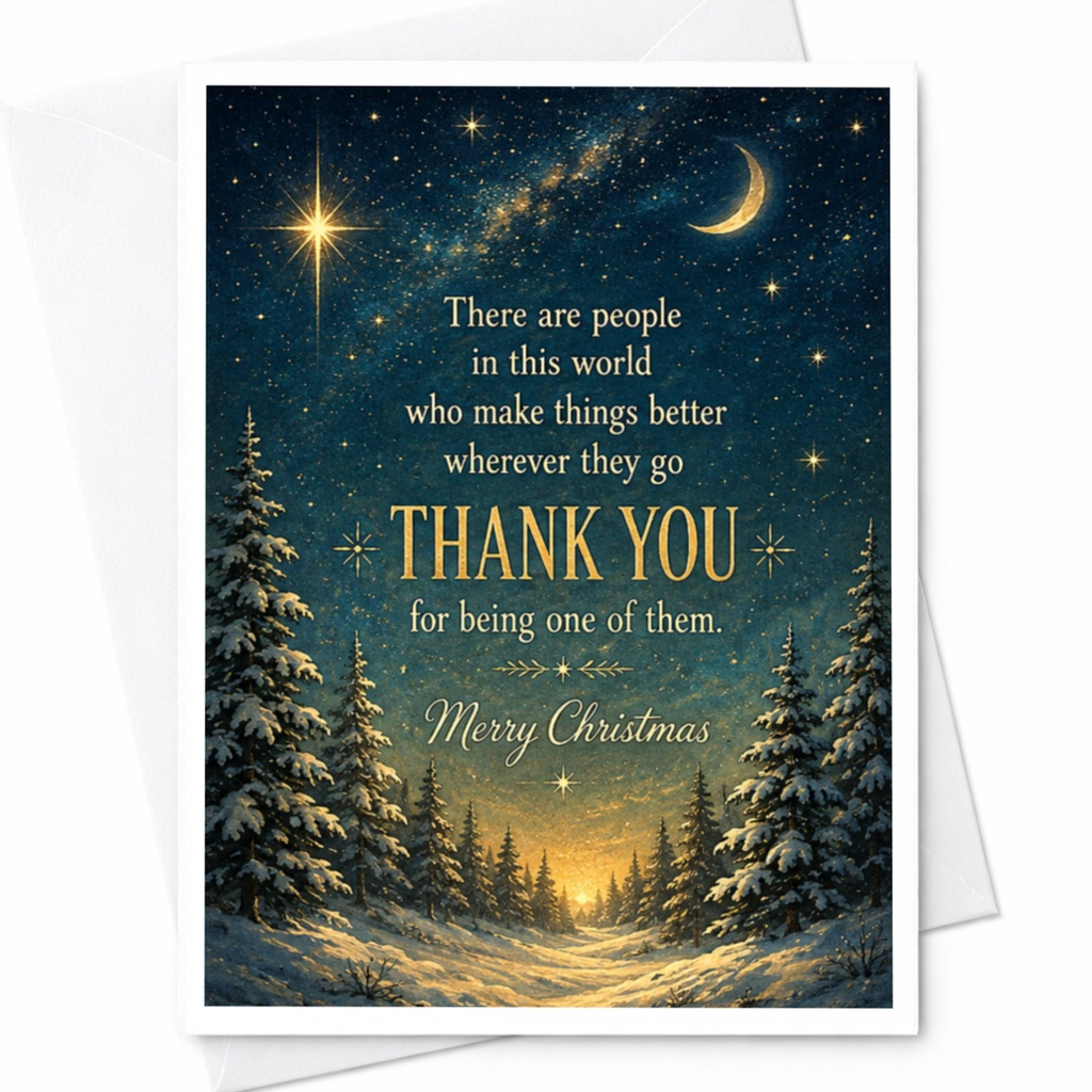 There Are People Who Make Things Better Thank You Merry Christmas Card Holiday Greeting Card For Friend Family Winter Scene C6520