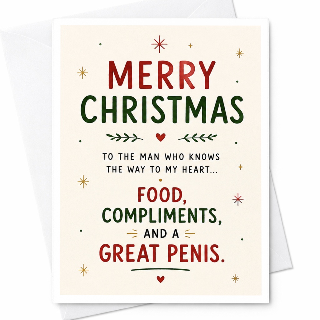 Merry Christmas Funny Christmas Card For Him Holiday Card For Husband Boyfriend Naughty Xmas Card For Men C6521