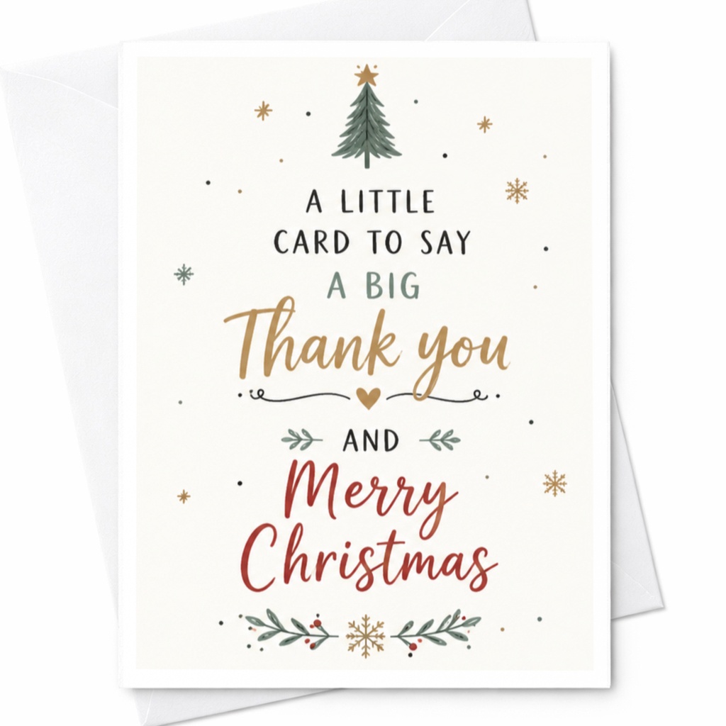A Little Card To Say A Big Thank You And Merry Christmas Holiday Greeting Card Festive Christmas Card For Friends Family C6593