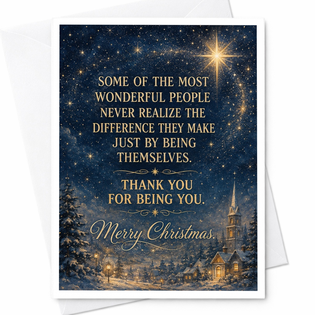 Some Of The Most Wonderful People Christmas Card Thank You For Being You Holiday Greeting Card Starry Night Scene C6531