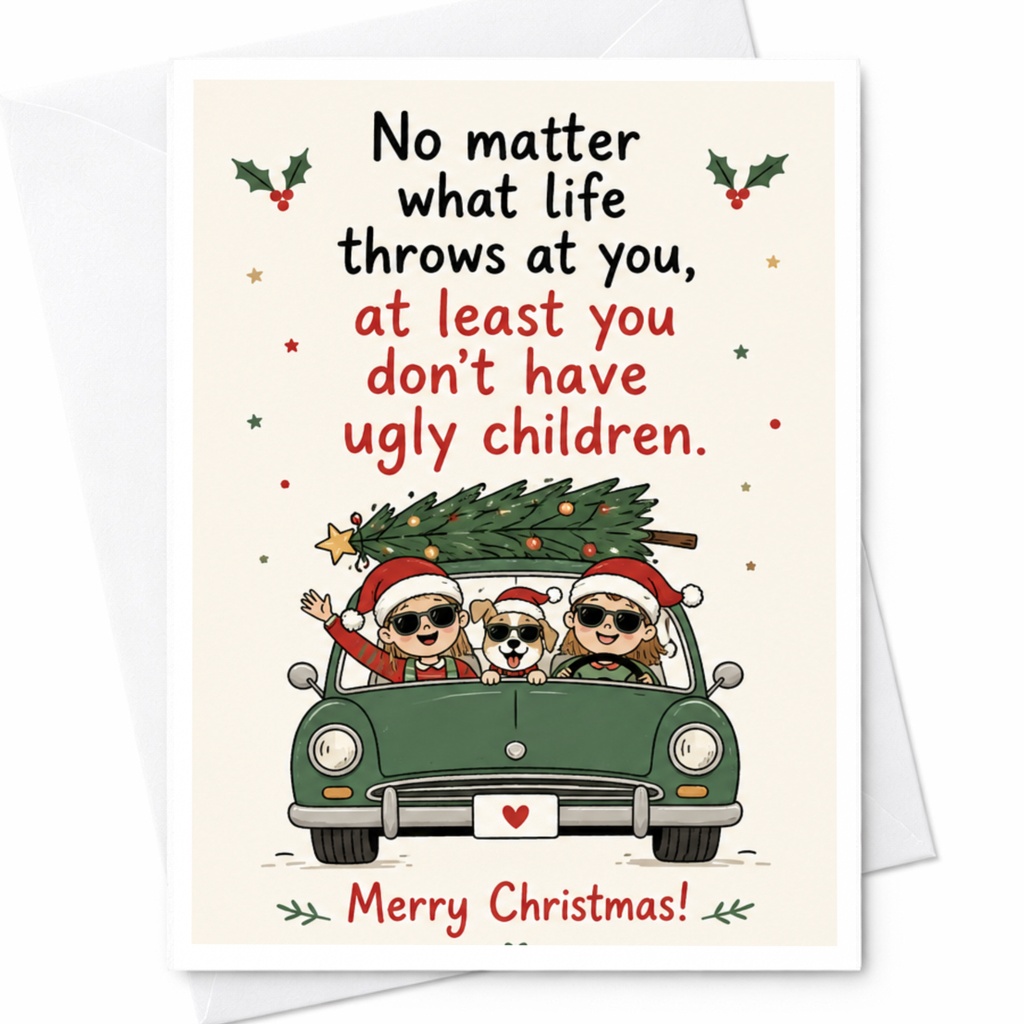 No Matter What Life Throws At You Funny Christmas Card Family Holiday Greeting Card Cute Festive Card For Parents C6557