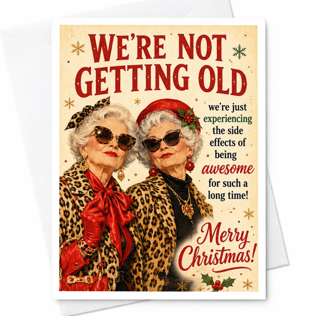 We're Not Getting Old Funny Christmas Card Stylish Older Women Holiday Greeting Card For Friends Family Xmas Card C6559