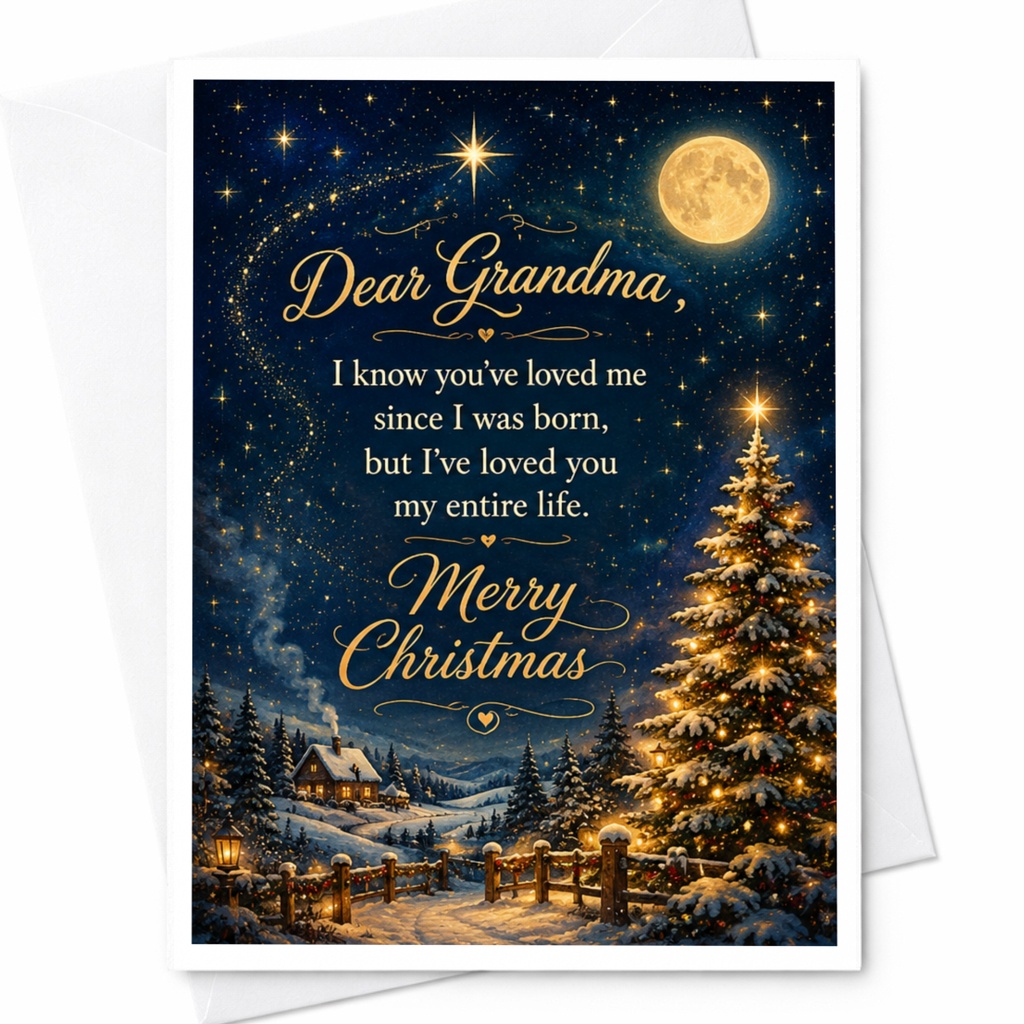 Dear Grandma Merry Christmas Card Heartfelt Holiday Greeting For Grandma Sentimental Christmas Card From Grandchild C6562