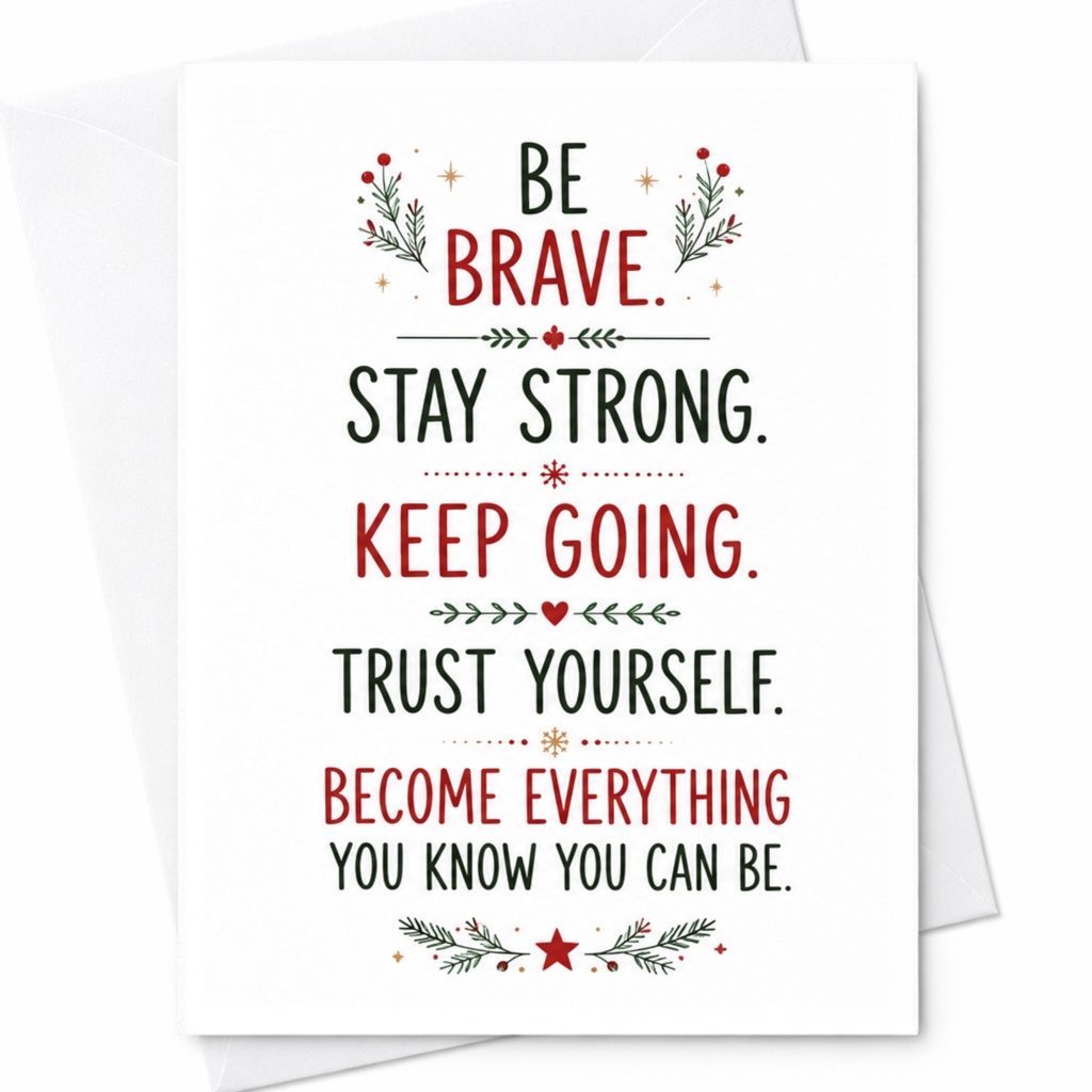 Be Brave. Stay Strong. Keep Going. Trust Yourself. Motivational Encouragement Card Inspirational Message Support C6598