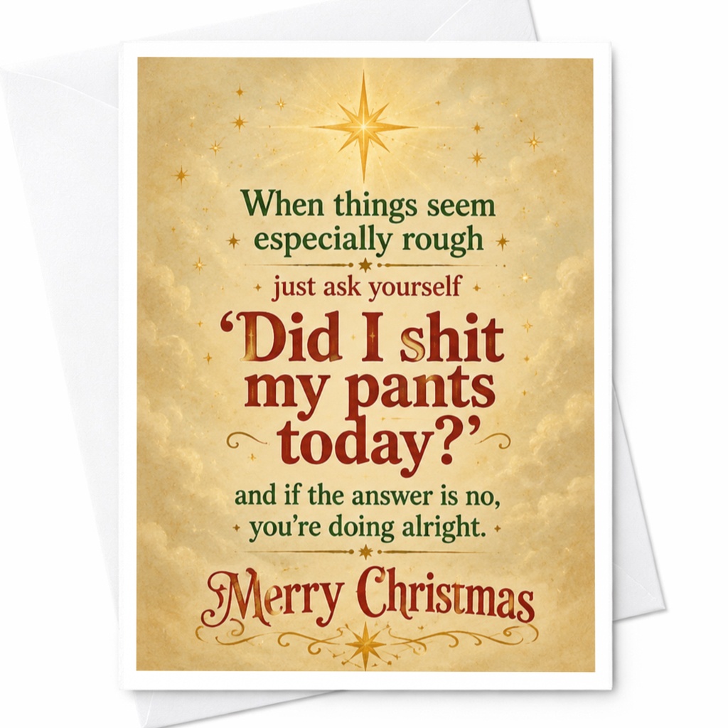 When Things Seem Especially Rough Funny Christmas Card Holiday Greeting Card For Friend Cheerful Xmas Card C6615