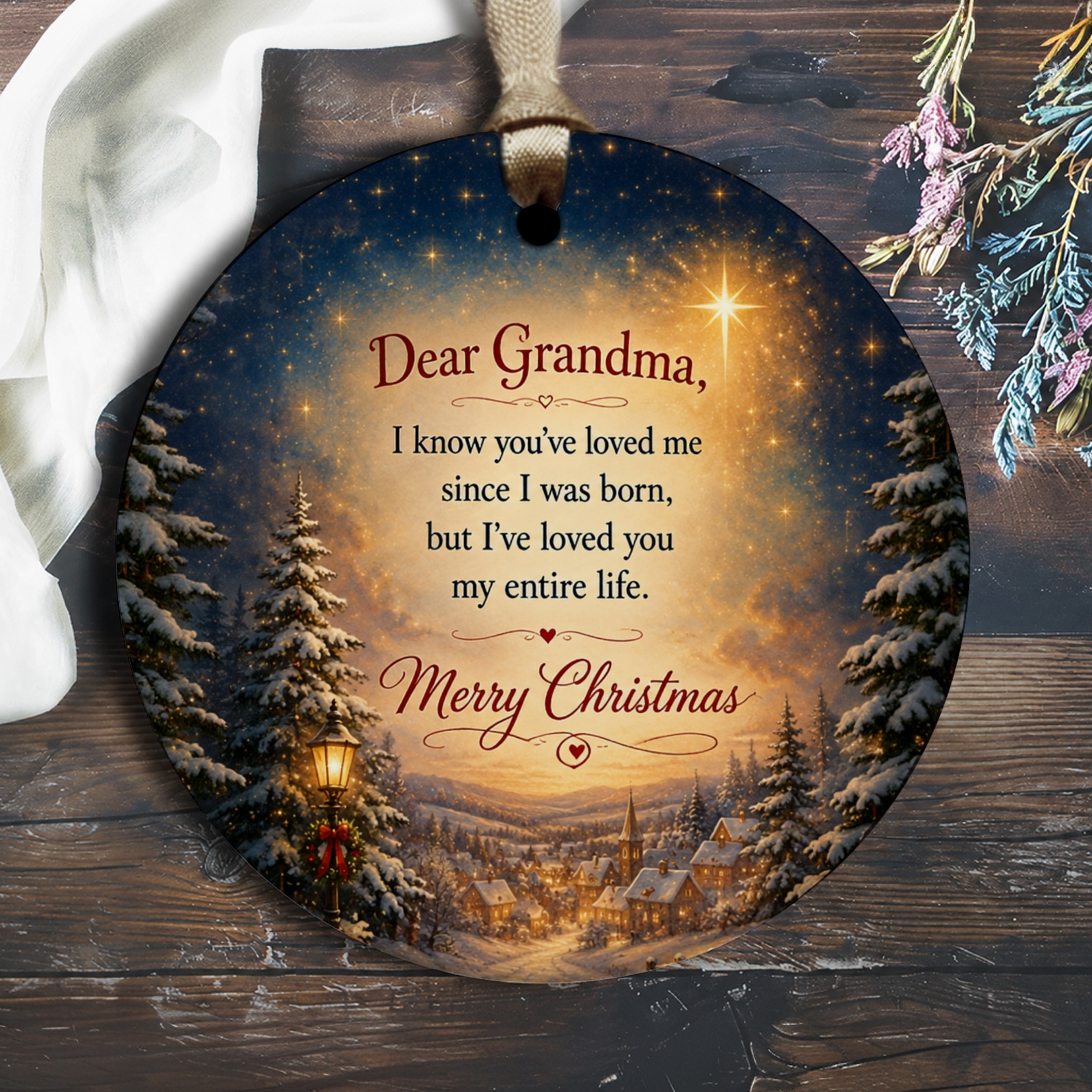 Dear Grandma, I Know You’ve Loved Me Since I Was Born Merry Christmas Ornament Holiday Gift For Grandma Sentimental Xmas Decor O2256