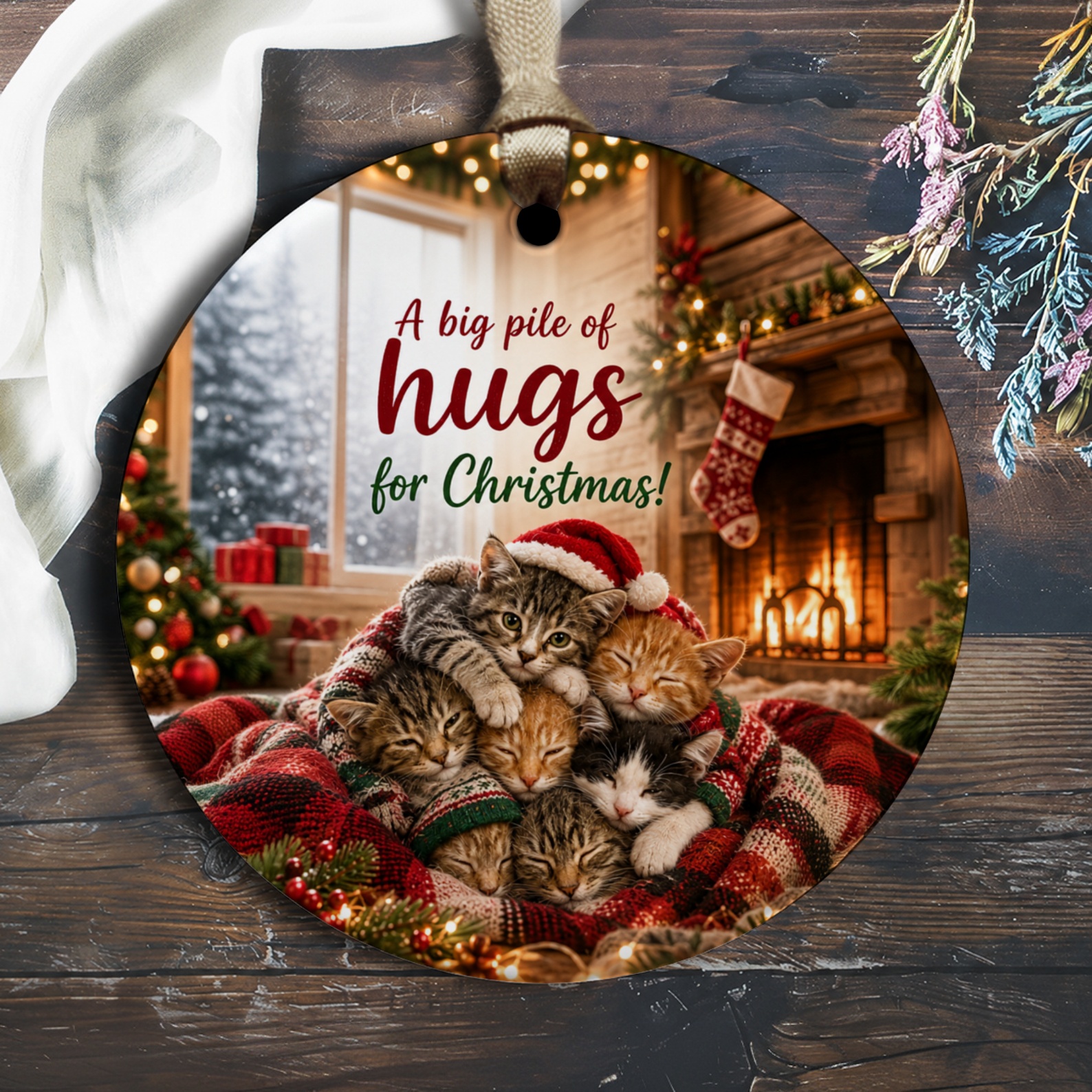 A Big Pile Of Hugs For Christmas Ornament Cute Cat Christmas Ornament Cozy Holiday Decor Gift For Cat Lovers O2312