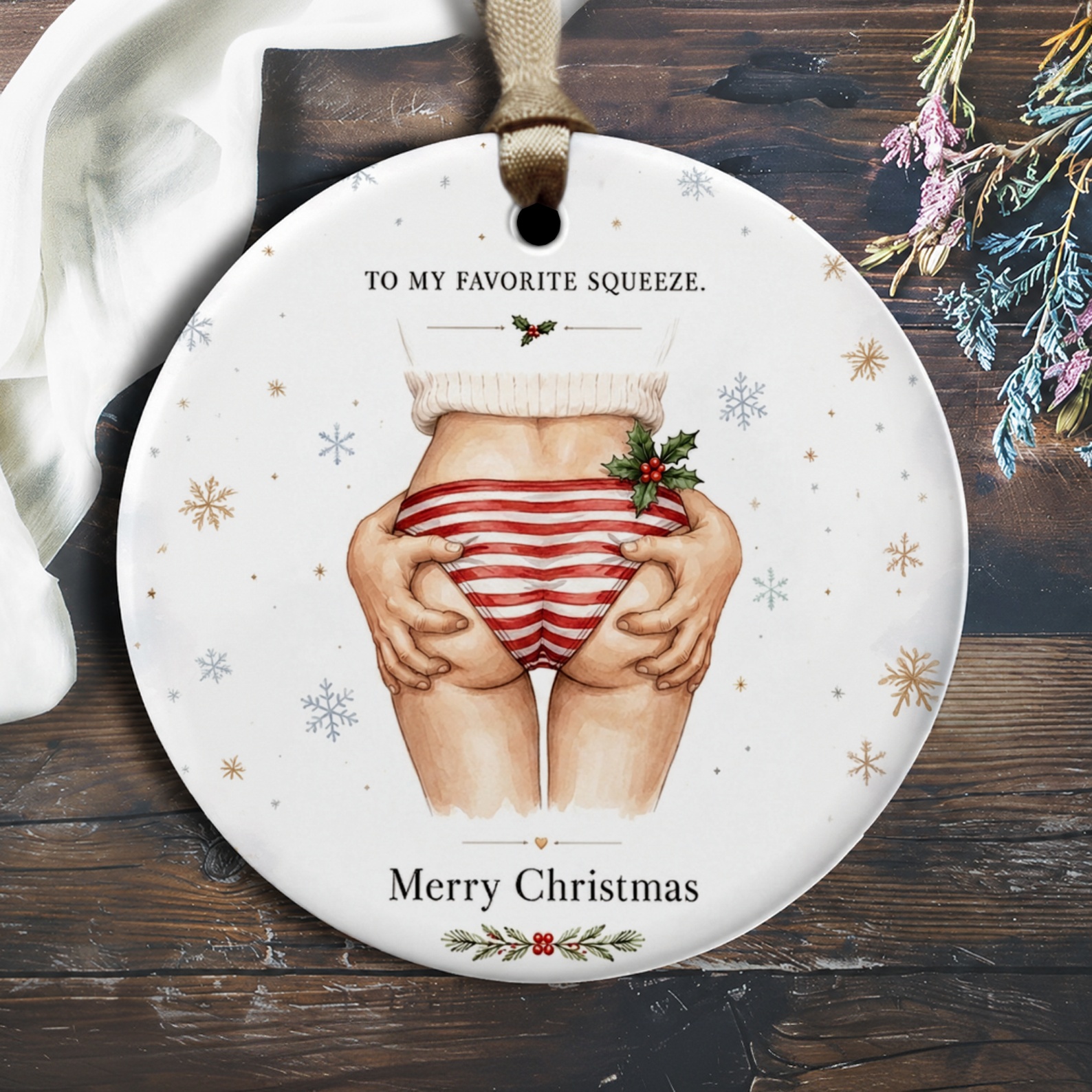 To My Favorite Squeeze. Merry Christmas Ornament Festive Holiday Decor Funny Christmas Gift For Partner Cute Holiday Decoration O2238