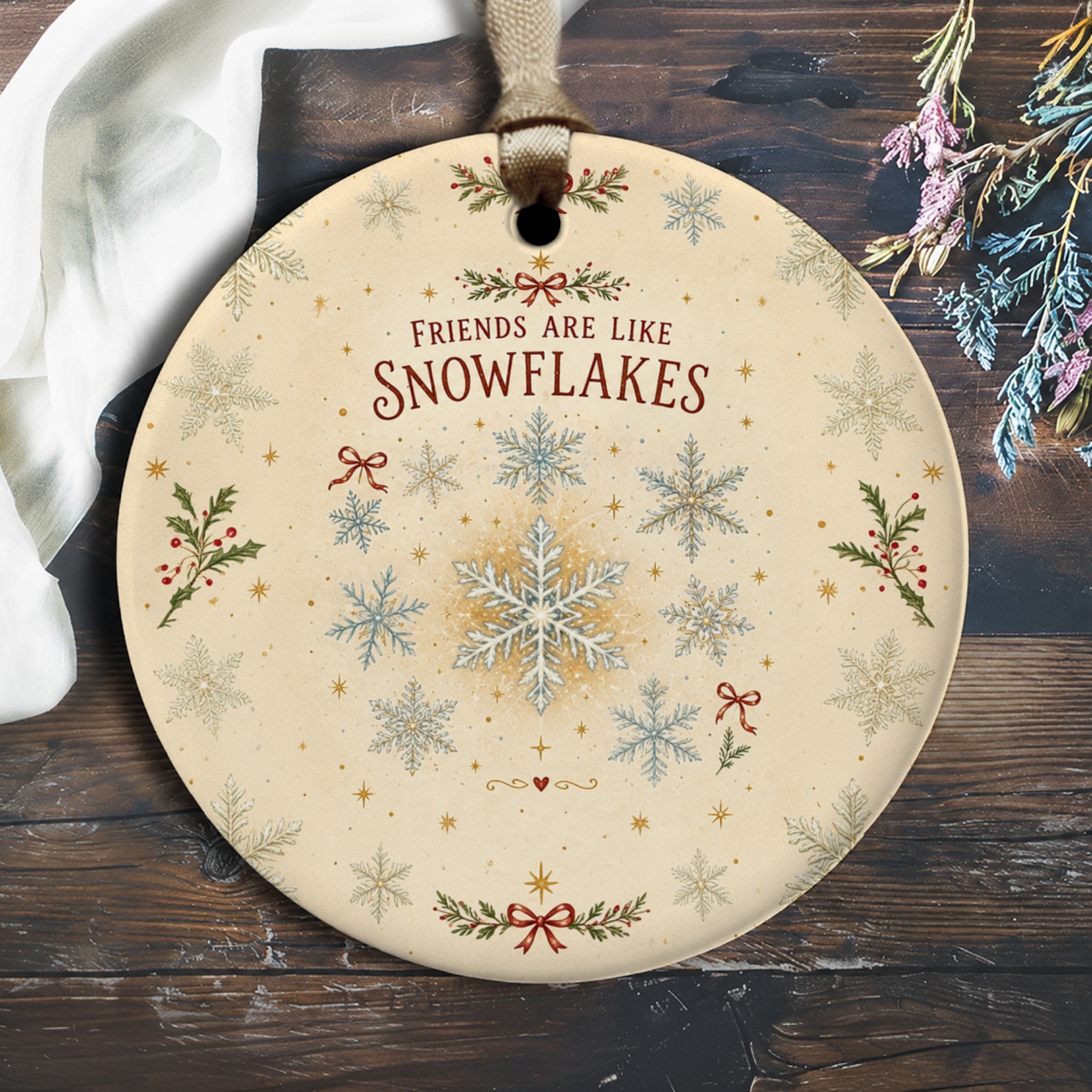 Friends Are Like Snowflakes Christmas Ornament Festive Holiday Decor Winter Friendship Gift Snowflake O2244