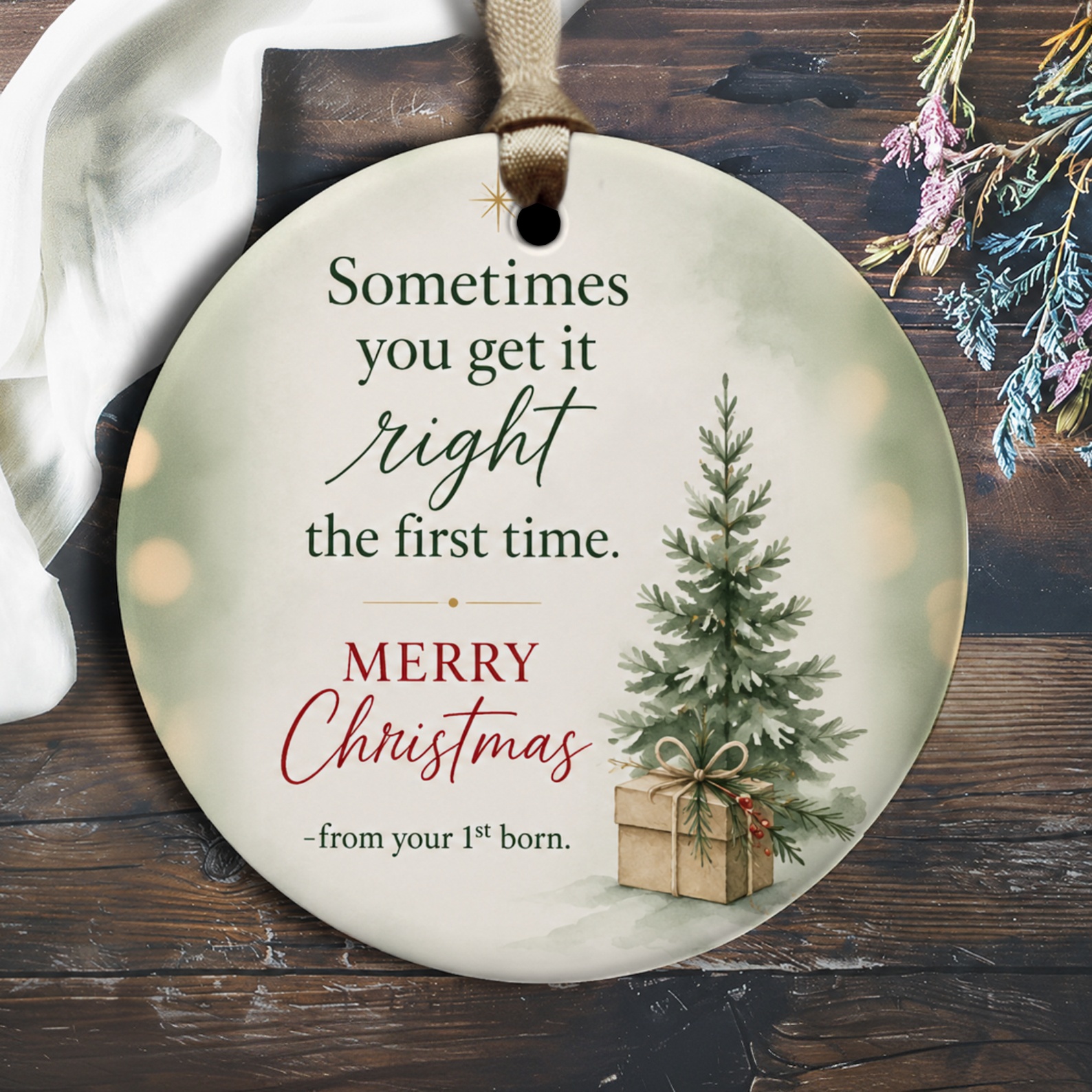 Sometimes You Get It Right The First Time Christmas Ornament Funny Holiday Decor From First Born Gift Tree O2327