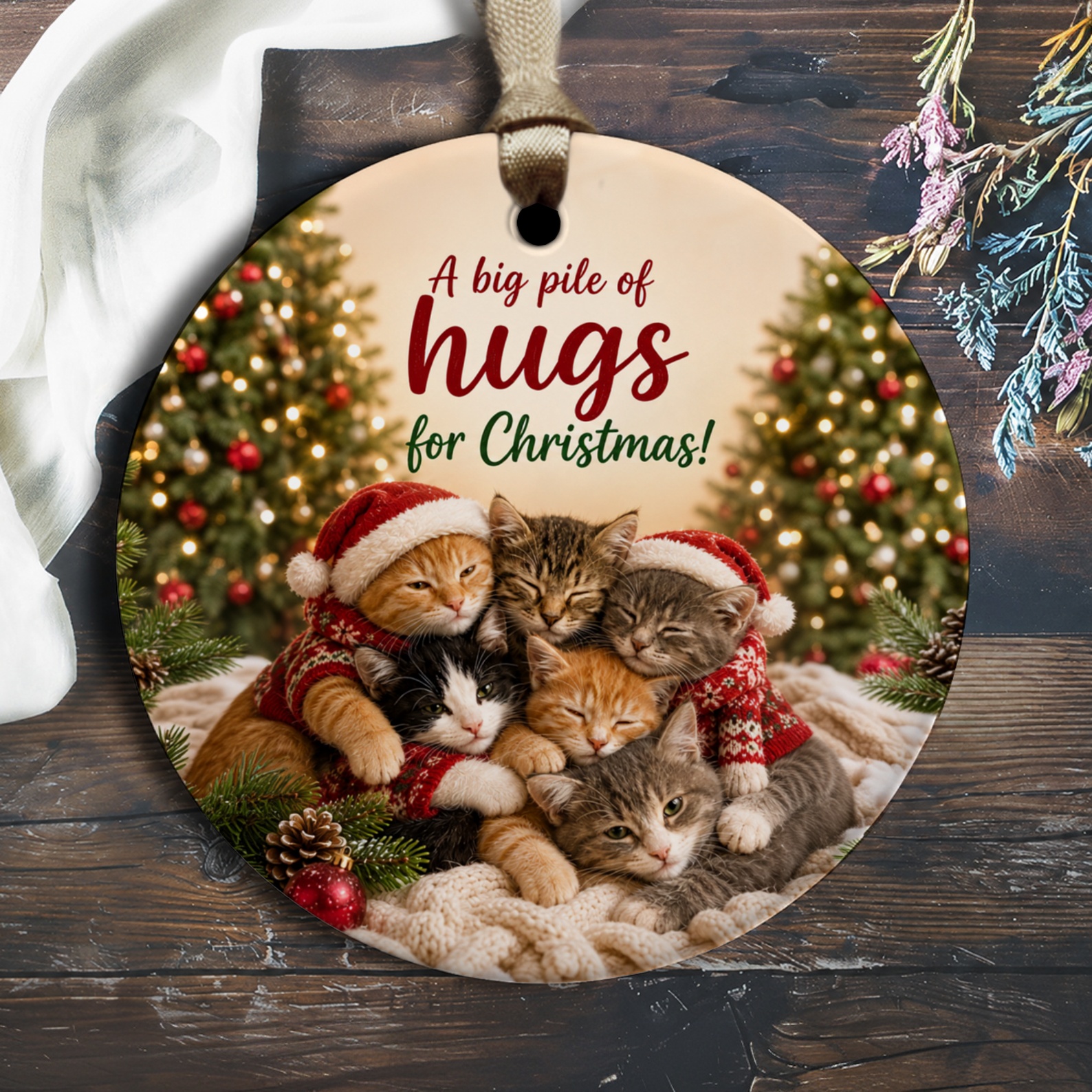 A Big Pile Of Hugs For Christmas Ornament Cute Cat Christmas Decor Holiday Tree Decoration Festive Animal Lover Gift O2263