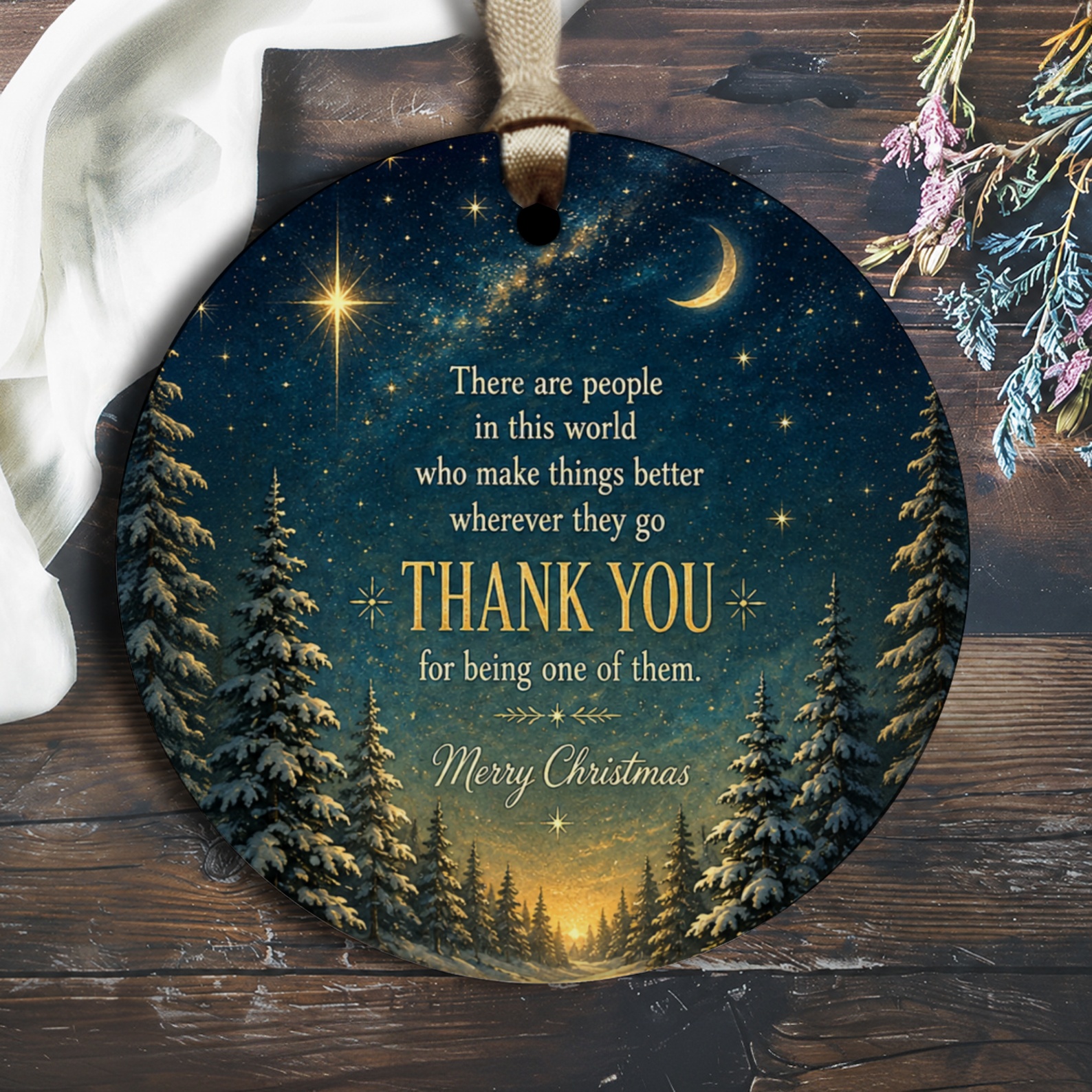 There Are People Who Make Things Better Thank You Merry Christmas Ornament Starry Night Holiday Decor Gift O2273