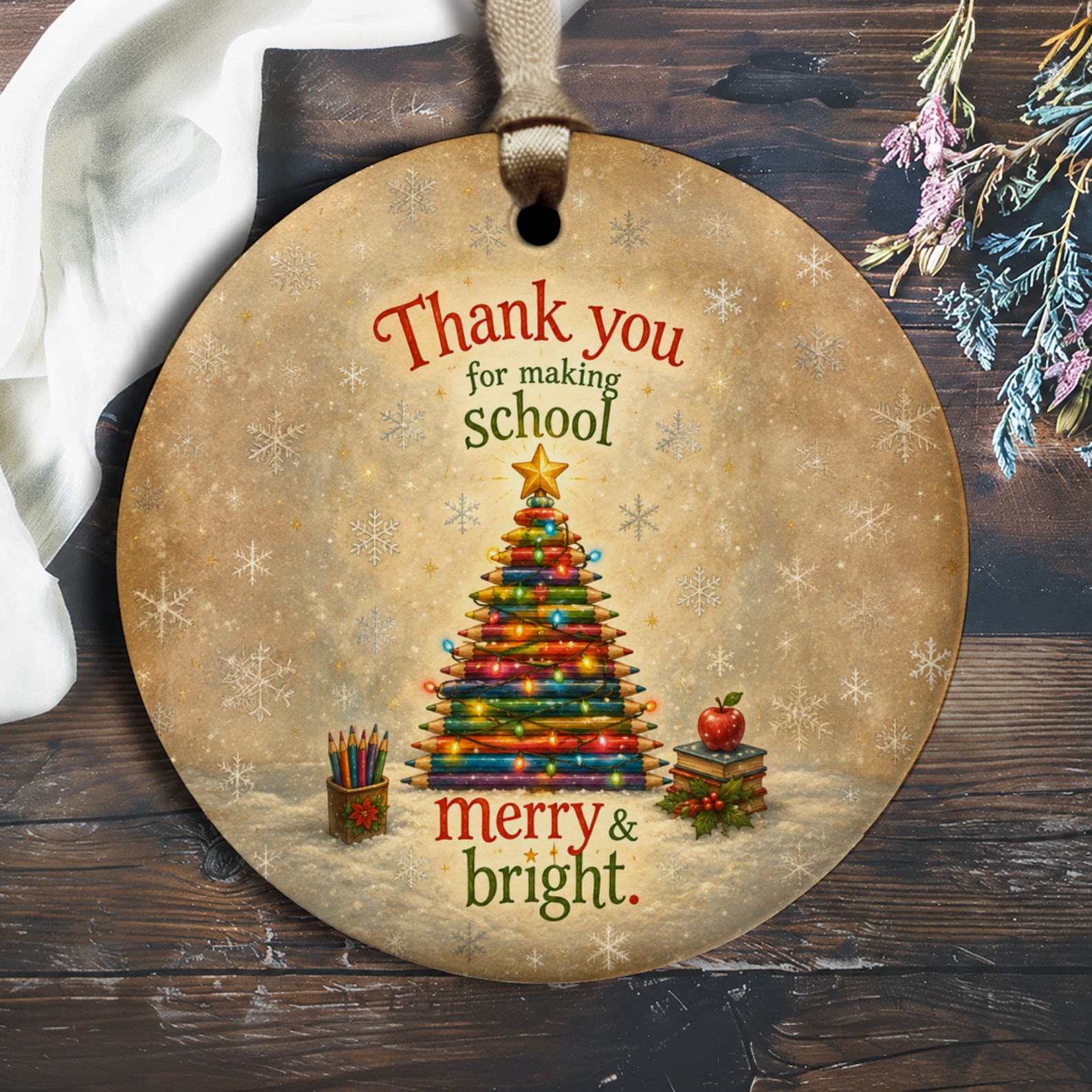 Thank You For Making School Merry & Bright Ornament Teacher Christmas Gift Holiday Decor School Tree O2288