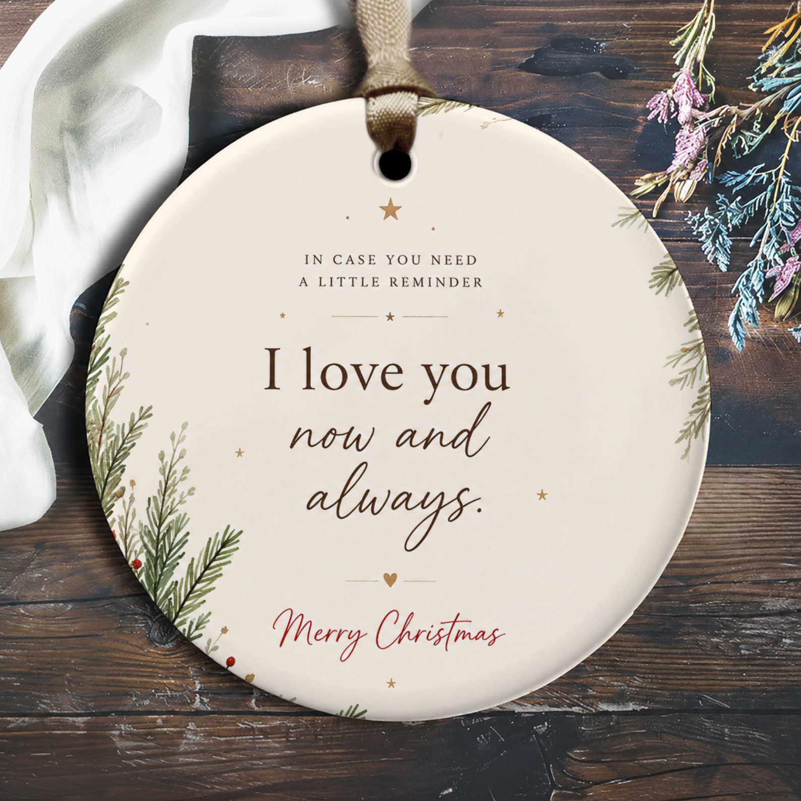 I Love You Now And Always Merry Christmas Ornament Romantic Holiday Decor Gift For Loved One Sentimental Xmas Keepsake O2292