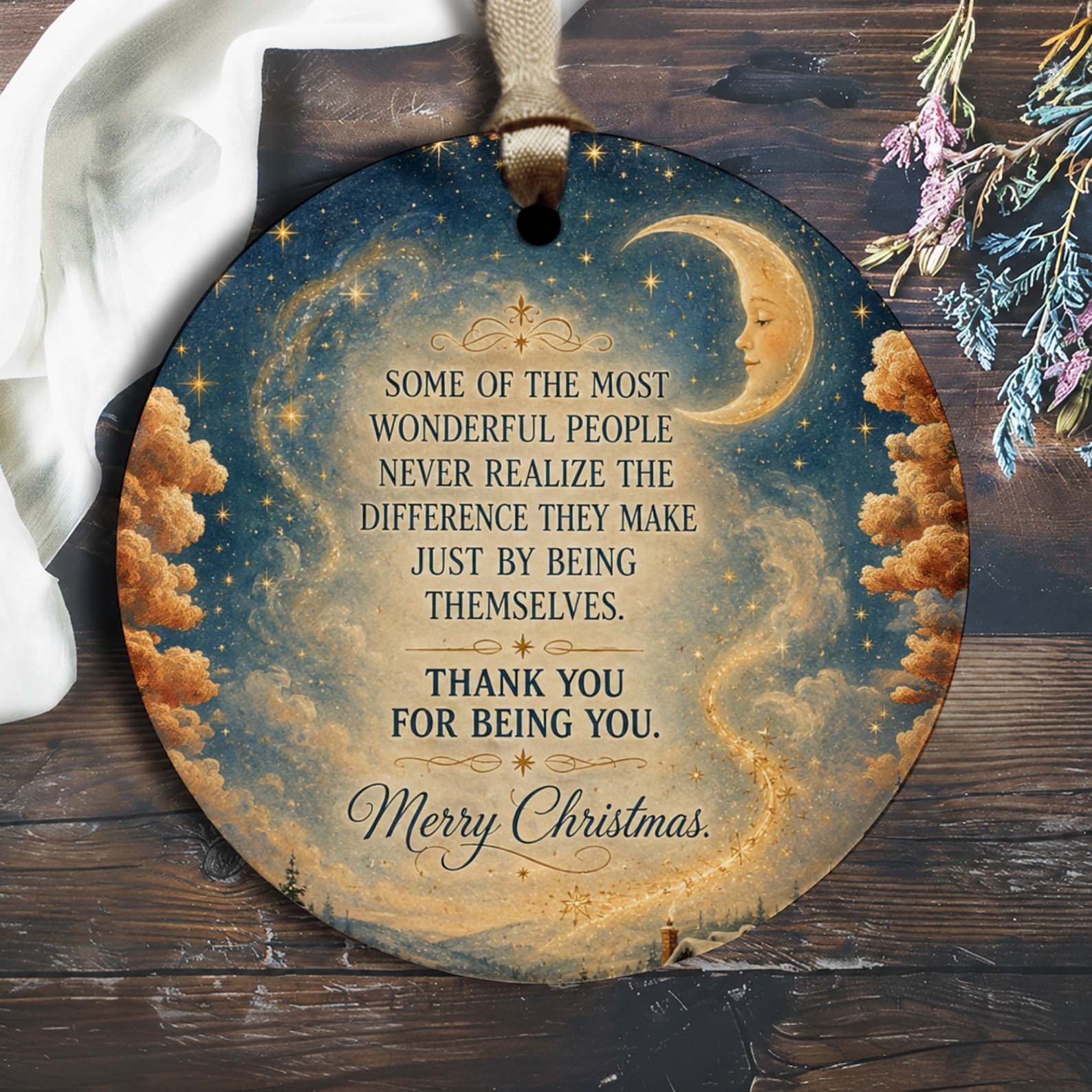 Some Of The Most Wonderful People Never Realize Christmas Ornament Moon Stars Thank You Gift Holiday Decor O2324
