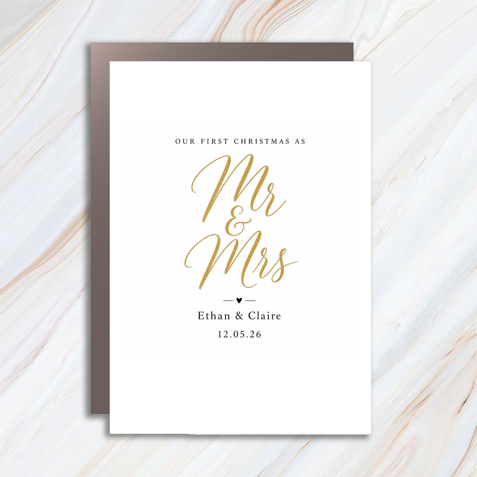 Our First Christmas As Mr & Mrs Christmas Card Newlywed Couple Personalized Holiday Card First Married Christmas 2026 C1574
