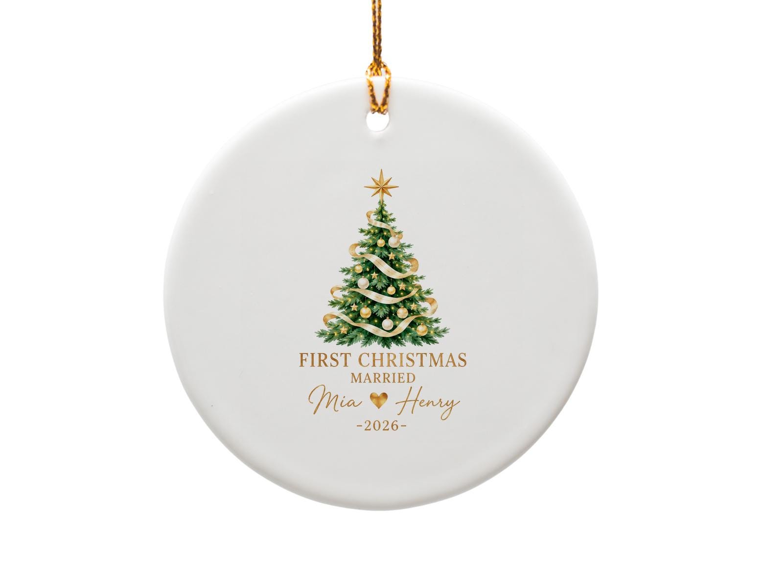 First Christmas Married 2026 Ornament Personalized Newlywed Christmas Tree Decoration Couple Gift O1563