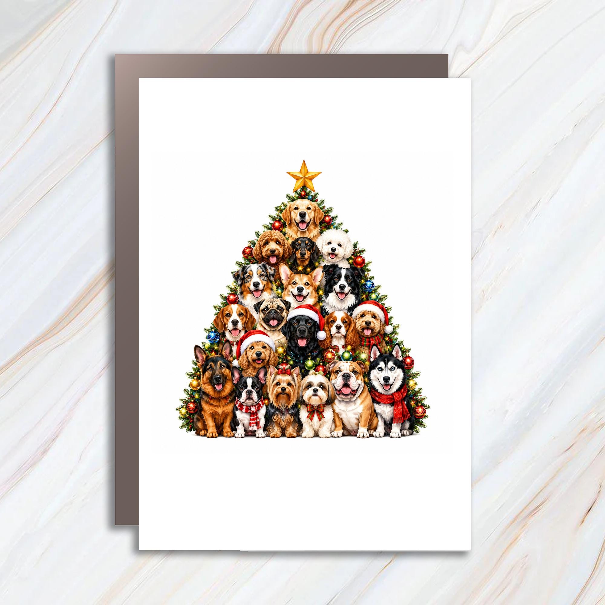 Dog Christmas Tree Card Cute Holiday Greeting Card For Dog Lovers Festive Animal Card Christmas Card Set With Envelopes C1570