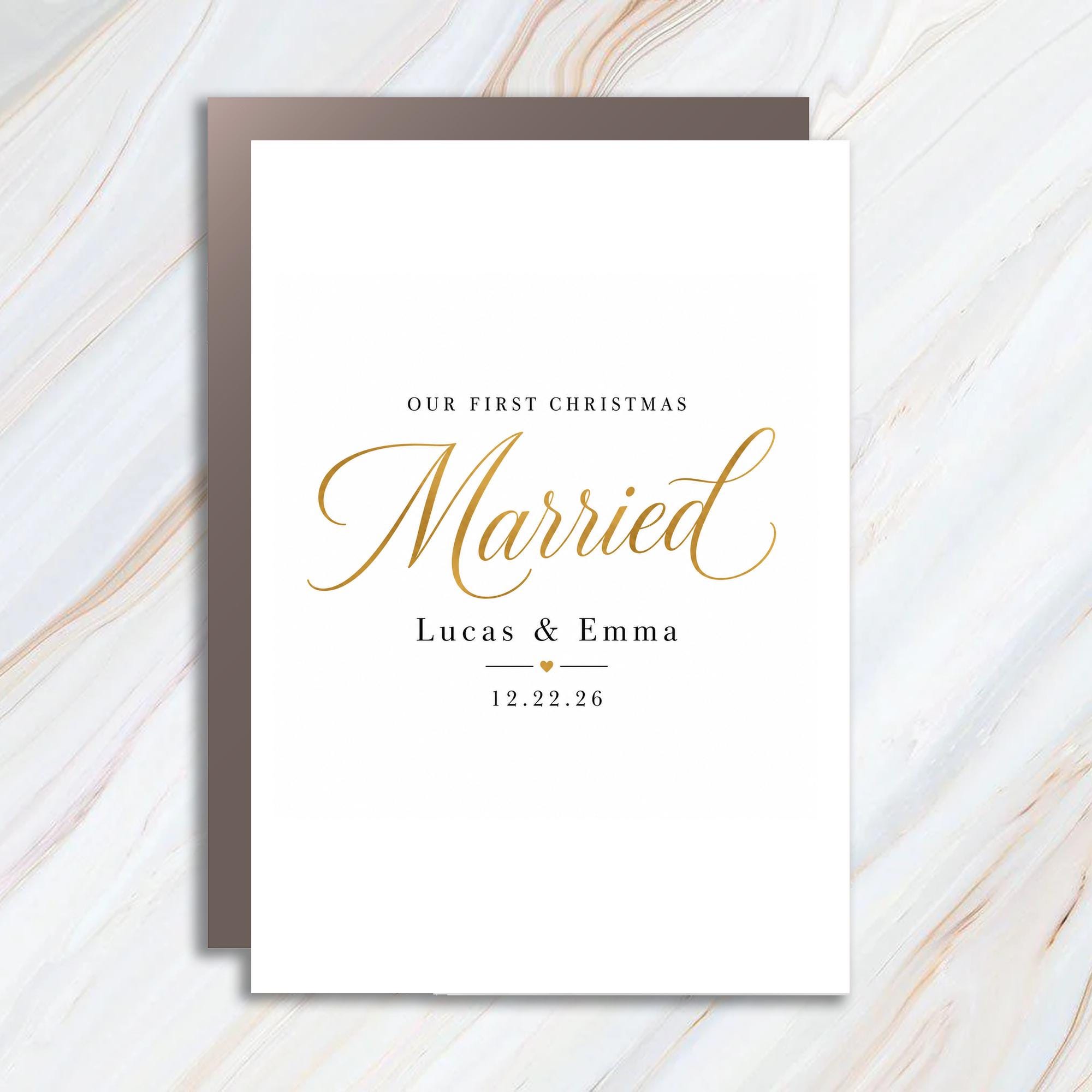 Our First Christmas Married Christmas Card Newlywed Couple Personalized Holiday Card First Christmas Together 2026 C1572