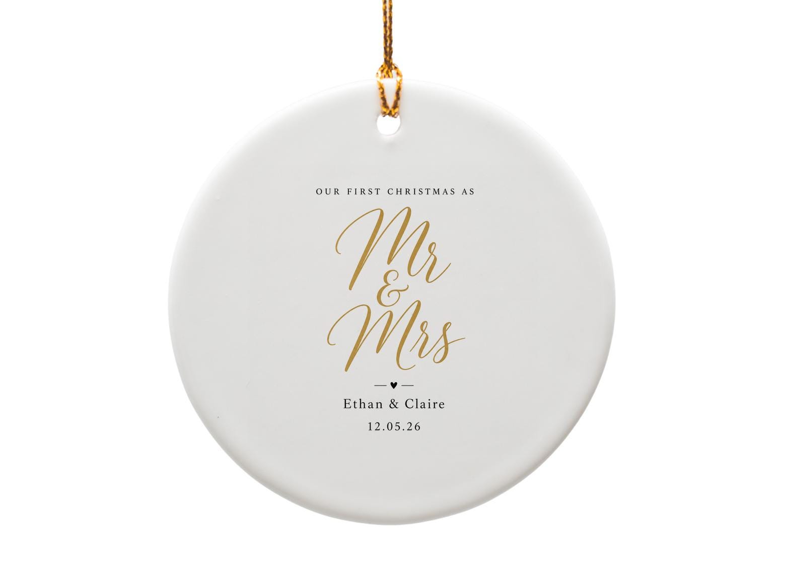Our First Christmas As Mr & Mrs Personalized Ornament Newlywed Couple Holiday Keepsake Custom Names Date 2026 O1574