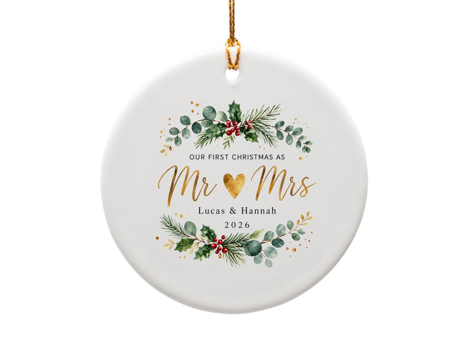 Our First Christmas As Mr & Mrs Personalized Ornament 2026 Newlywed Couple Holiday Decor Custom Name Christmas Ornament O1577