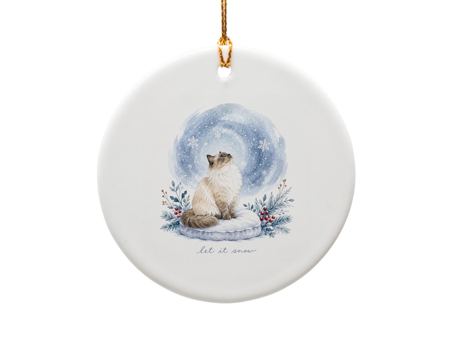 Let It Snow Cat Ornament Christmas Decoration Winter Holiday Decor Cute Feline Snowflakes Gift For Cat Lover O1585