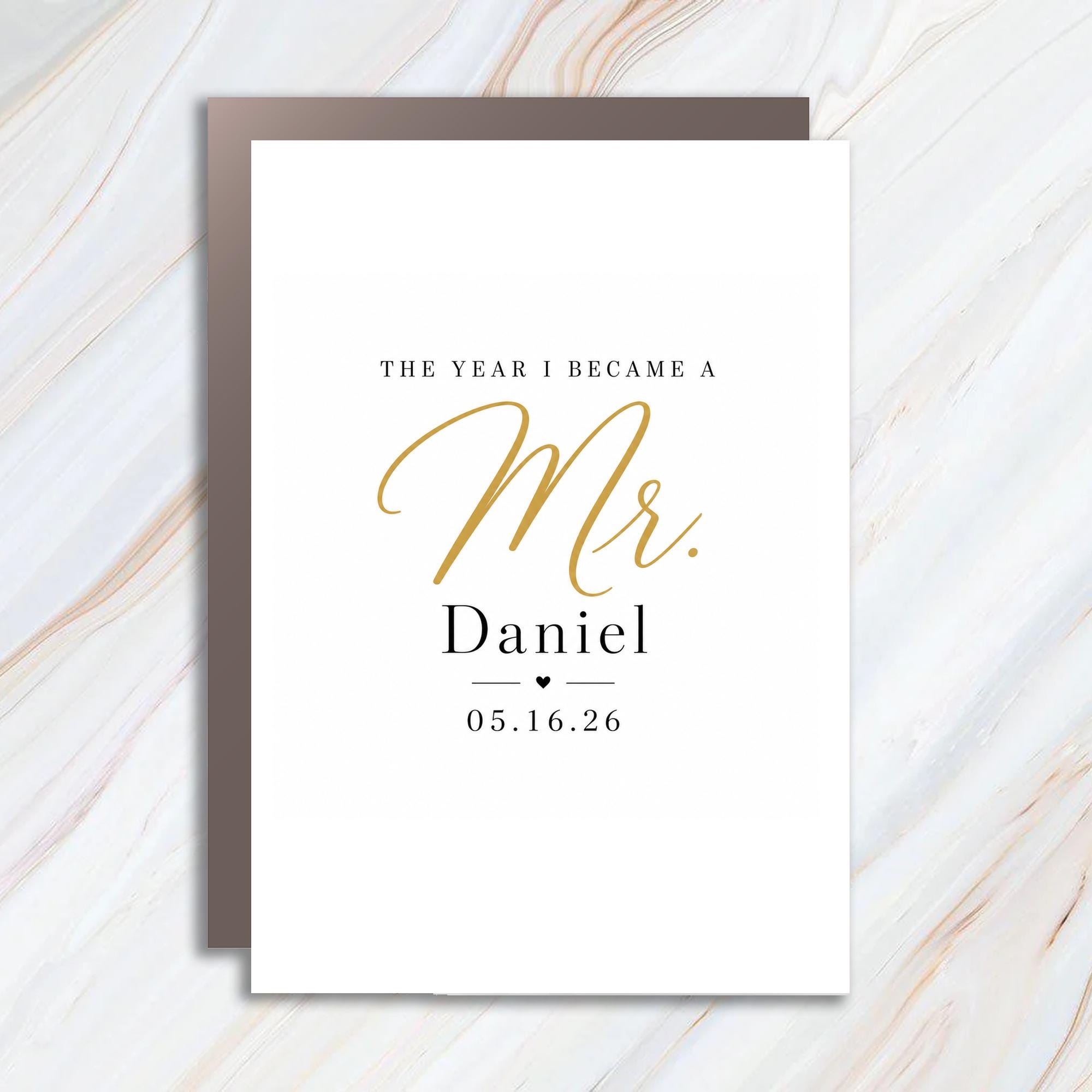 The Year I Became A Mr Wedding Card Personalized Engagement Announcement For Groom Elegant Keepsake C1587