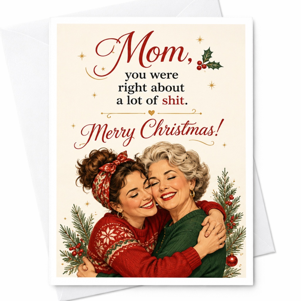 Mom, You Were Right About A Lot Of Shit Merry Christmas Card Funny Holiday Card For Mom From Daughter Xmas Card C6629