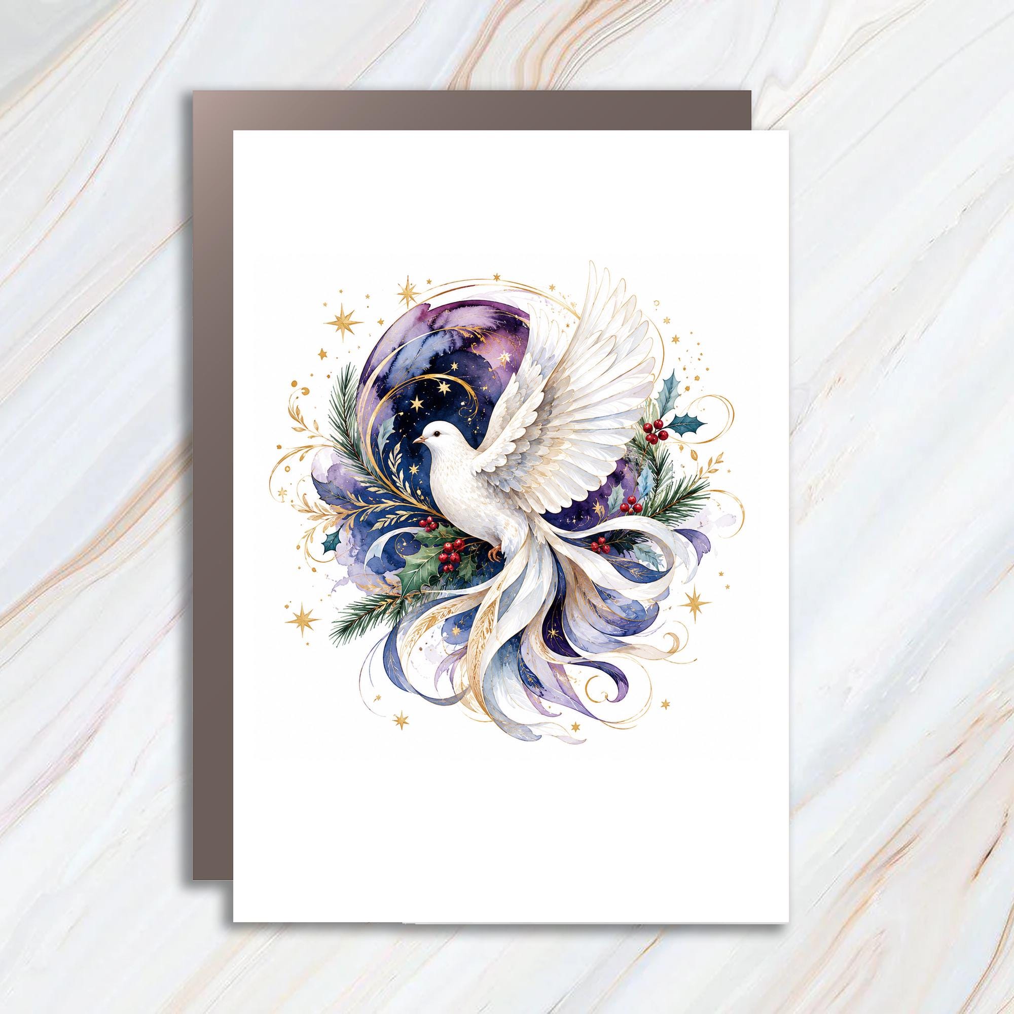Dove Christmas Card Elegant Holiday Greeting Card Peaceful Dove For Christmas Nature Lover Festive Card C1601
