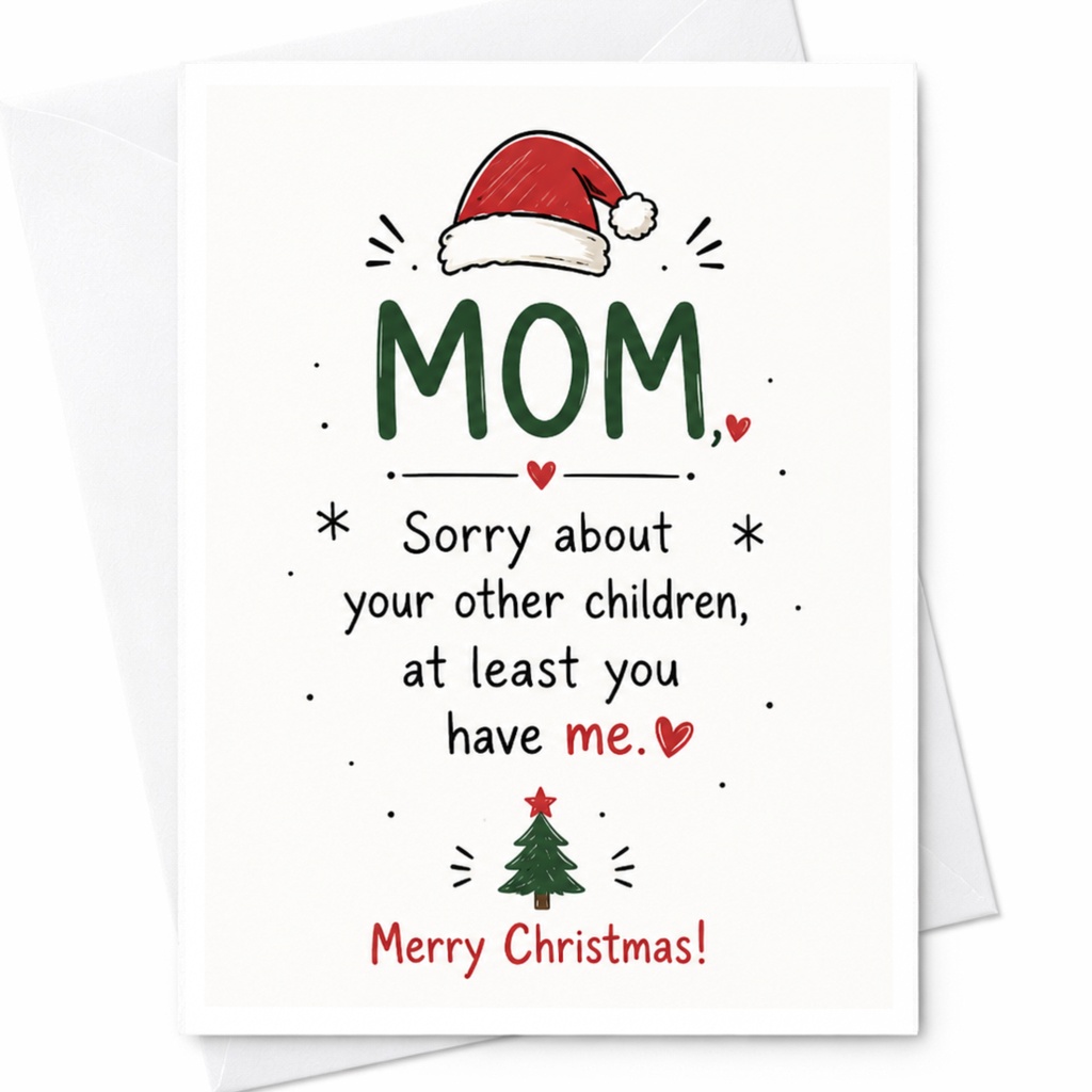 Mom, Sorry About Your Other Children Funny Christmas Card For Mom Holiday Greeting From Favorite Child C6647
