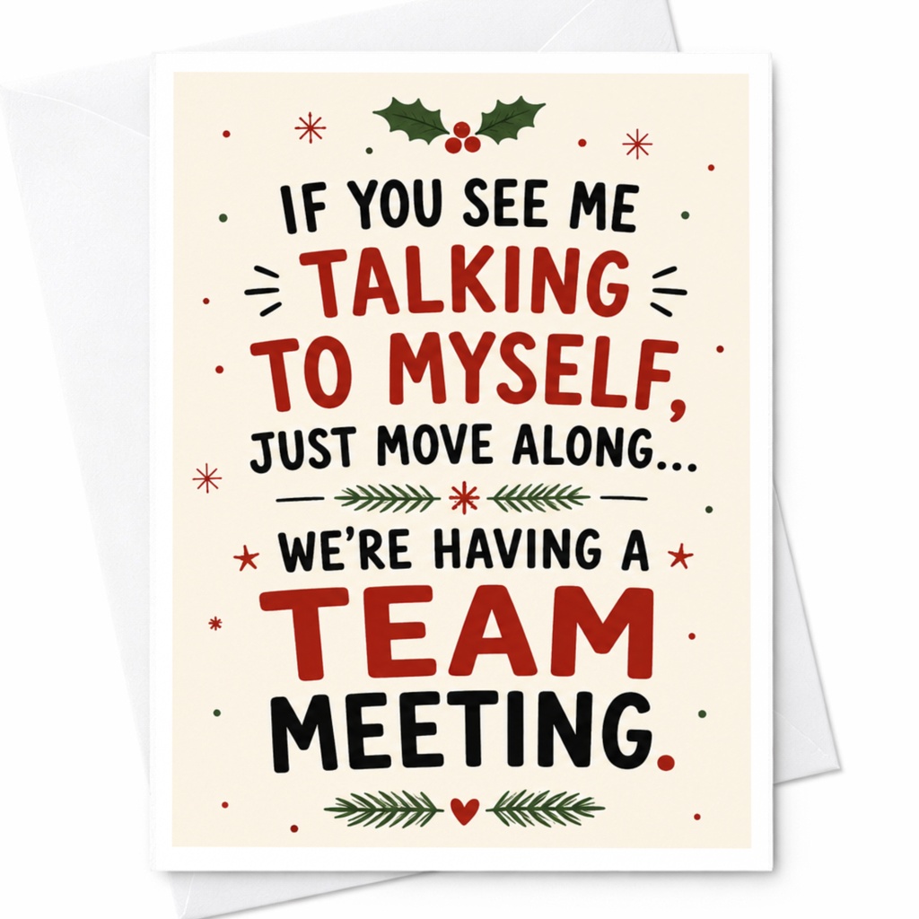 If You See Me Talking To Myself Christmas Card Funny Holiday Greeting Card Team Meeting Theme For Colleague Office C6661