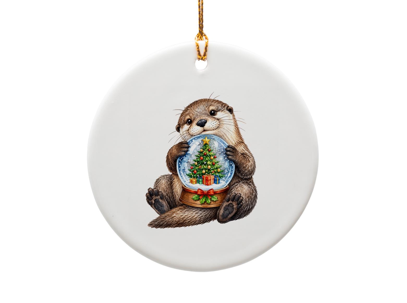 Otter With Snow Globe Christmas Ornament Cute Animal Holiday Decor Tree Decoration Gift For Wildlife Lovers O1565