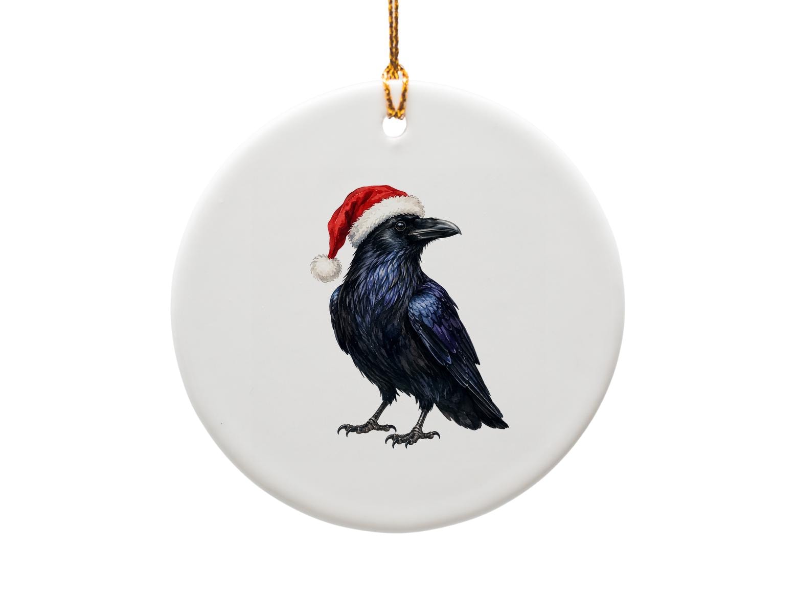 Raven With Santa Hat Christmas Ornament Whimsical Holiday Decor Unique Animal Lover Gift Festive Tree Decoration O1566