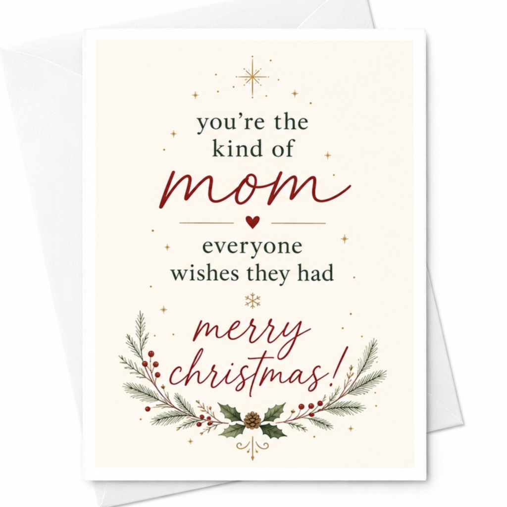 You're The Kind Of Mom Everyone Wishes They Had Merry Christmas! Festive Christmas Card For Mom Holiday Greeting Card C6669