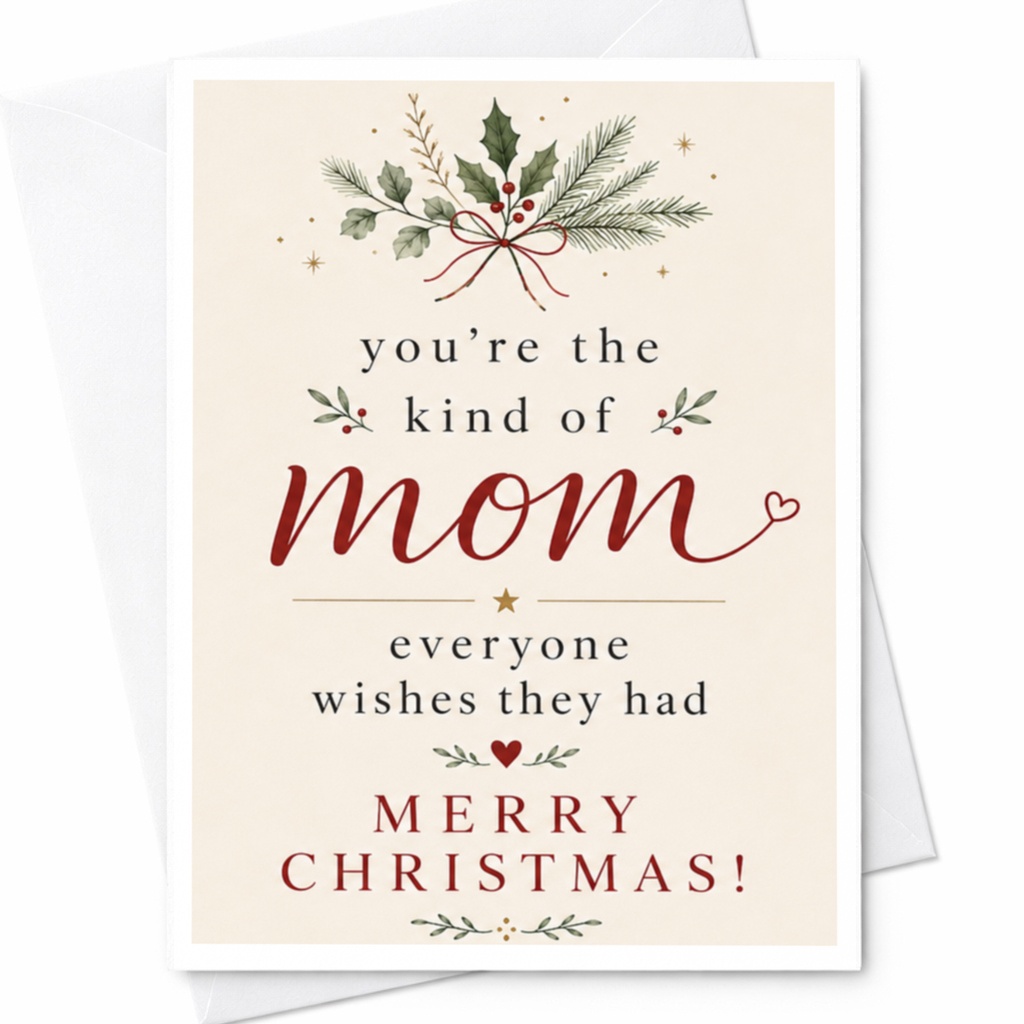 You're The Kind Of Mom Everyone Wishes They Had Merry Christmas! Festive Christmas Card For Mom Holiday Greeting Card C6670