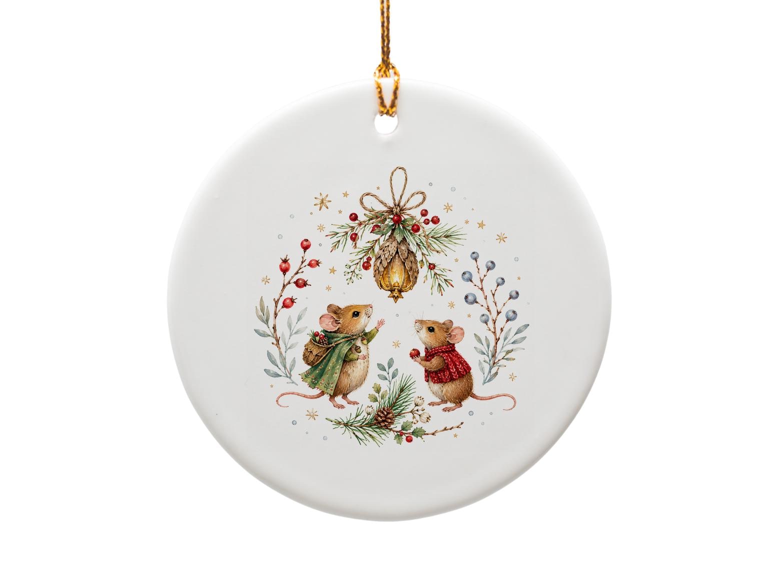 Christmas Ornament Cute Mice Holiday Decor Festive Animal Ornament Winter Decoration For Home Christmas Tree Adorable Gift O1599