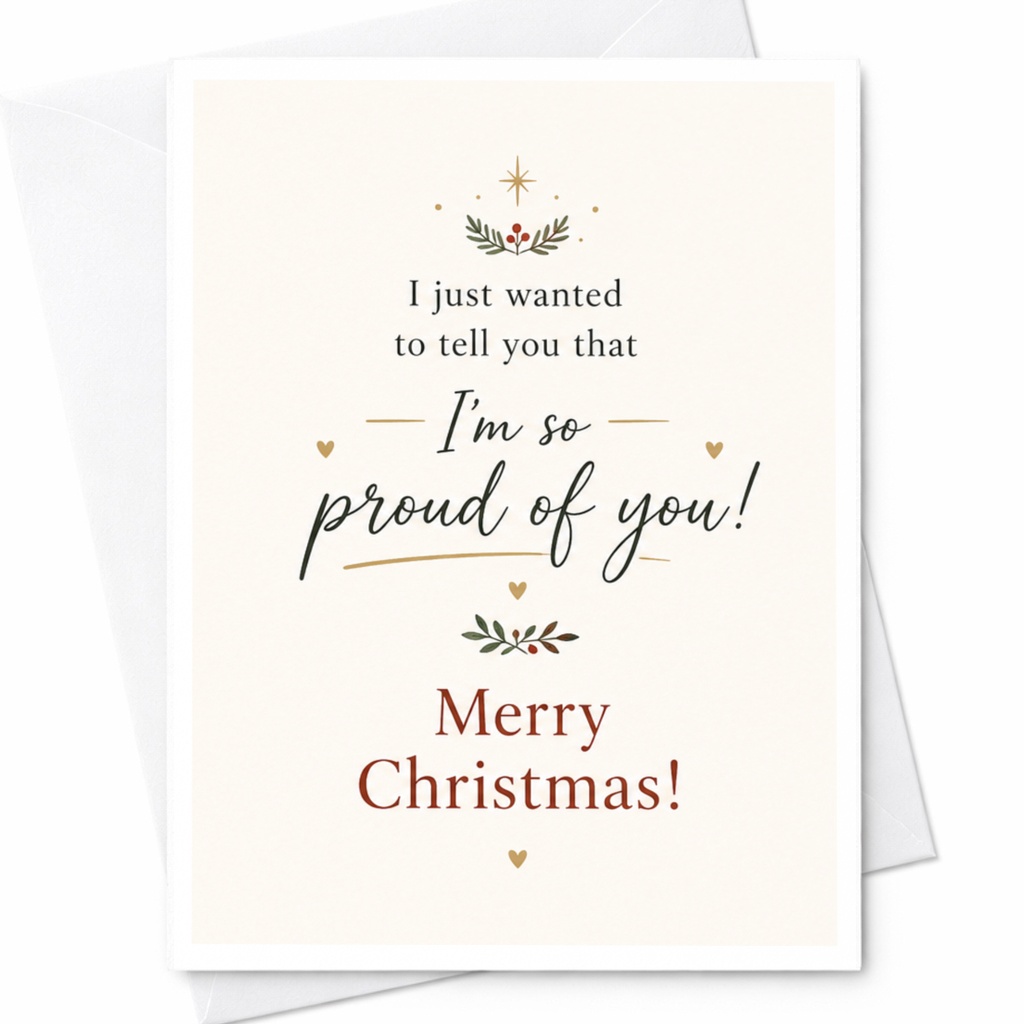 I Just Wanted To Tell You That I'm So Proud Of You Merry Christmas Card Festive Holiday Greeting For Family Friends C6677