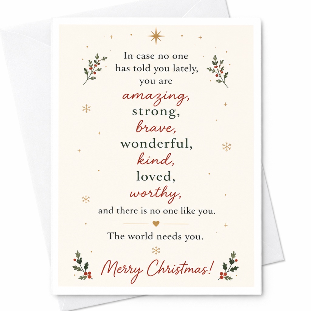 In Case No One Has Told You Lately Merry Christmas Card Inspirational Holiday Greeting Card For Loved Ones Kind Words C6679