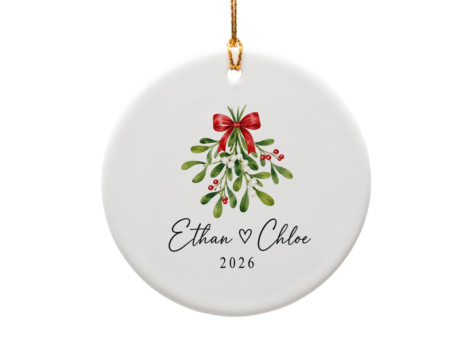 2026 Personalized Christmas Ornament Mistletoe Holiday Decoration Couple Gift Keepsake O1576