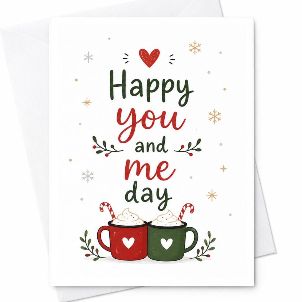 Happy You And Me Day Love Card Cute Romantic Greeting Card For Couple Anniversary Valentines Day Cozy Winter C6642
