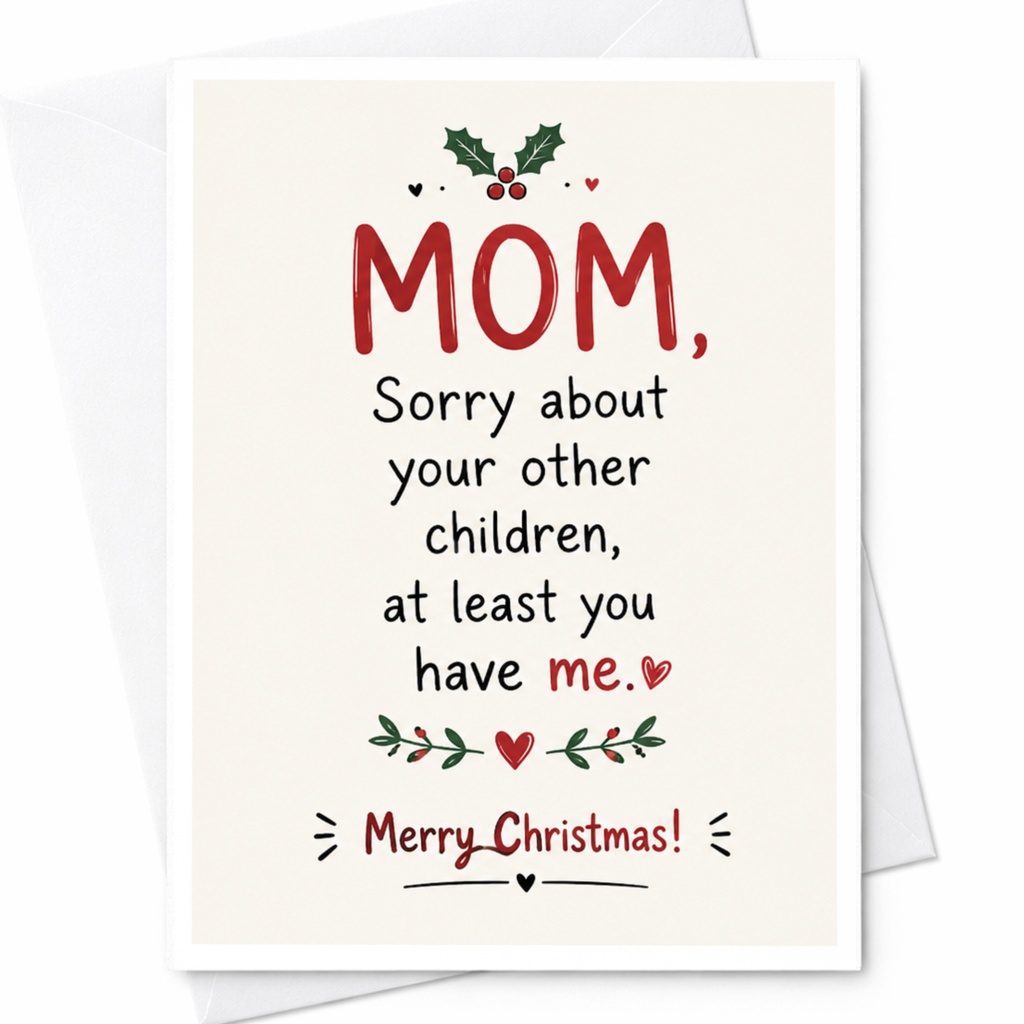 Mom Sorry About Your Other Children Funny Christmas Card For Mom Holiday Card From Favorite Child Xmas Card C6646