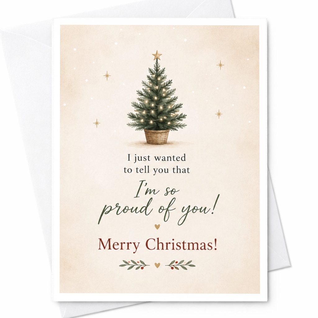 I Just Wanted To Tell You That I'm So Proud Of You! Merry Christmas! Christmas Card For Family Proud Holiday Greeting Card C6678