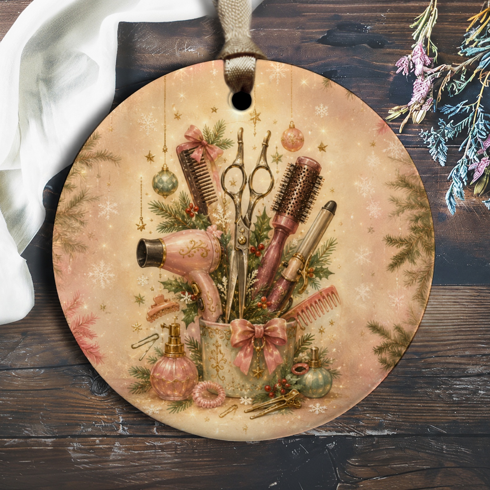 Hair Stylist Christmas Ornament Festive Hairdresser Gift Holiday Decor Hair Tools Ornament For Salon Professional O2356