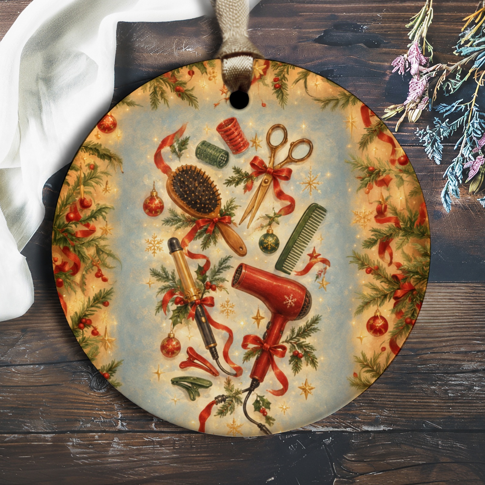 Hair Stylist Christmas Ornament Festive Hairdresser Tools Holiday Decor Gift For Hairdresser Barber Salon Decoration O2353