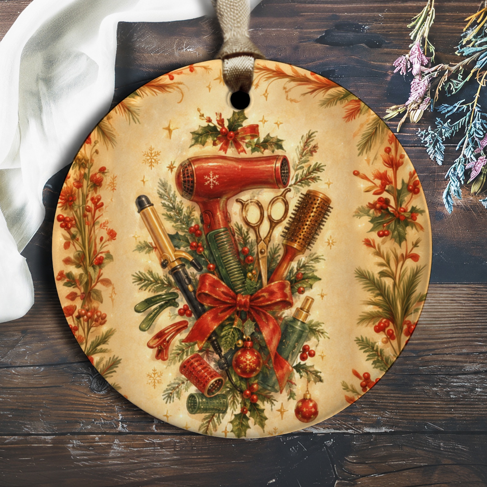 Hair Stylist Christmas Ornament Festive Holiday Decor Hairdresser Gift Hair Tools Decoration Barber Ornament O2354