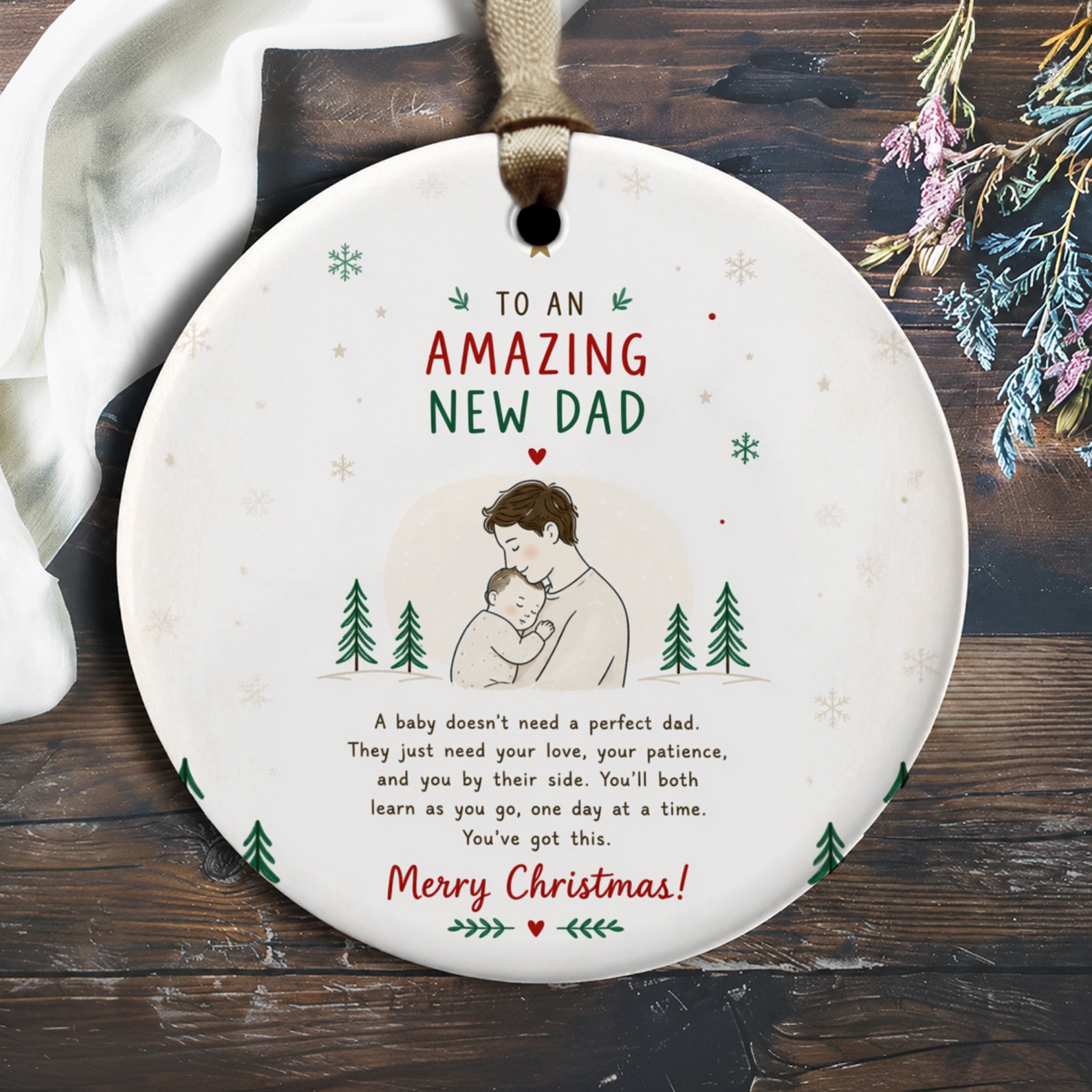 To An Amazing New Dad Christmas Ornament New Dad Gift Holiday Decoration Father Baby Keepsake Cute Christmas Ornament O2363